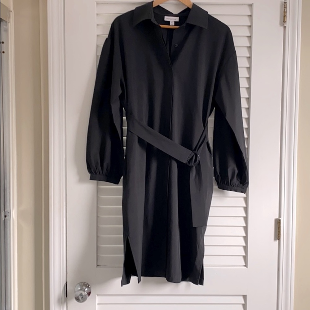 3/$25 Prologue black shirt dress side slit with belt M